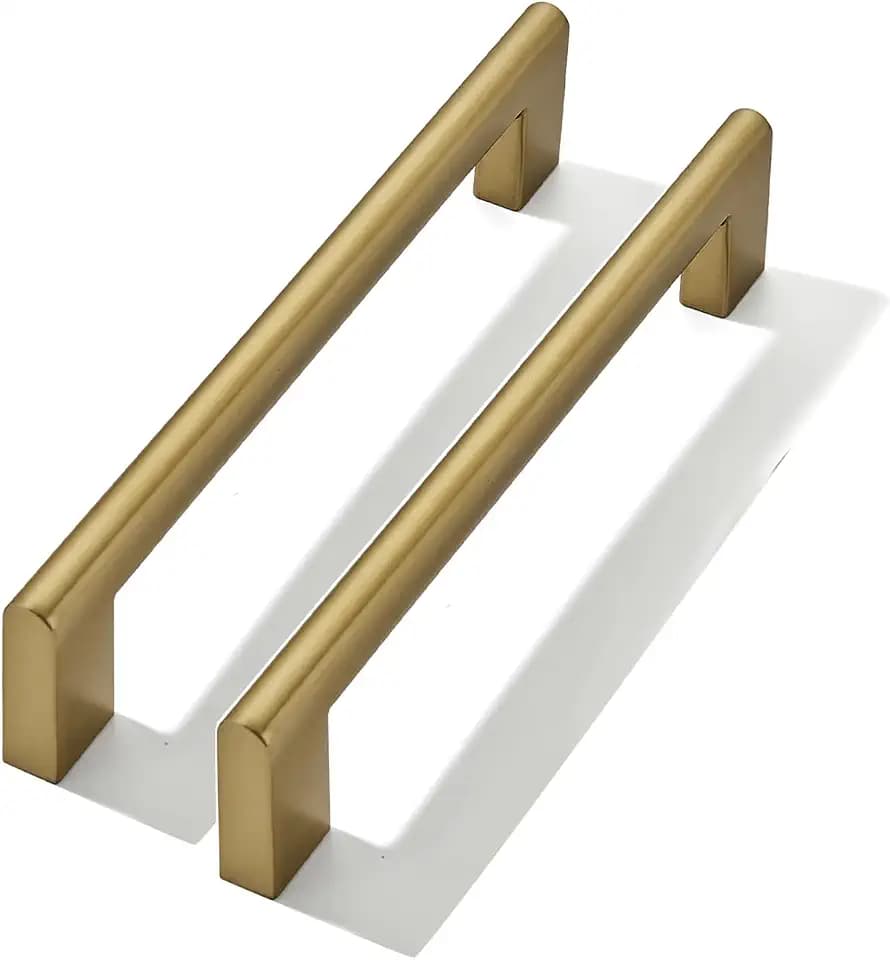 10 Pack 6 Inch Hole Center Champagne Bronze Cabinet pulls Satin Brass Heavy Duty Solid Hardware for bathrooms Dressing Tables cabinets and Kitchen cabinets.