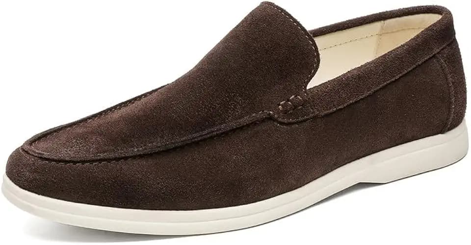 Santimon Men's Suede Loafers Slip-On Casual Shoes Soft Flat Sole Comfortable Driving Office Shoe
