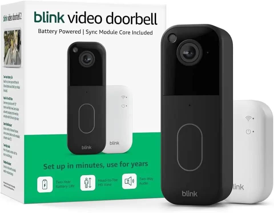 Blink Video Doorbell – Head-to-toe HD view, two-year battery life, and simple setup. Sync Module Core included – System (Black)