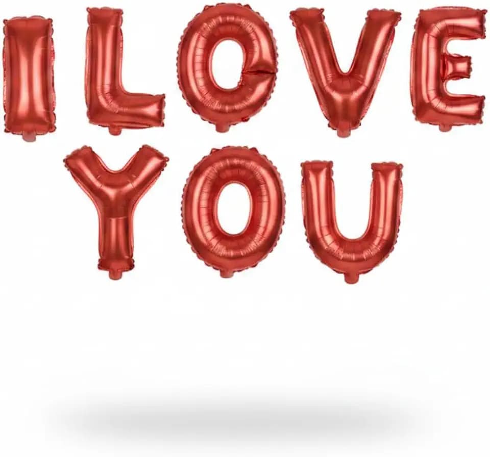 Folienballon-Set 'I Love You', rot, 40 cm, romantische Dekoration zum Valentinstag