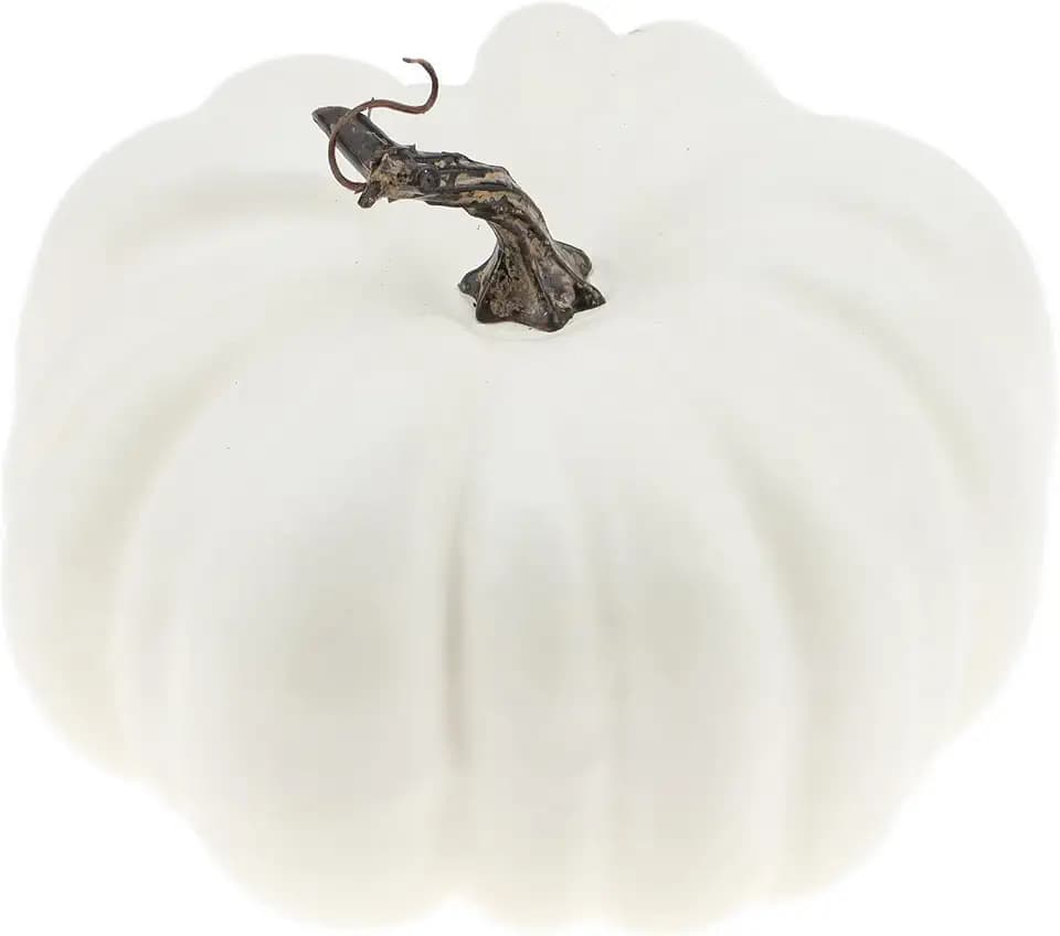 Woration 21 cm Groß Weiß Gefälschte Halloween Kürbis Künstlich Faux Herbst Kürbis Dekoration für Party Weihnachten Zuhause Heim Ernte Halloween Schaumstoff Obst Gemüse