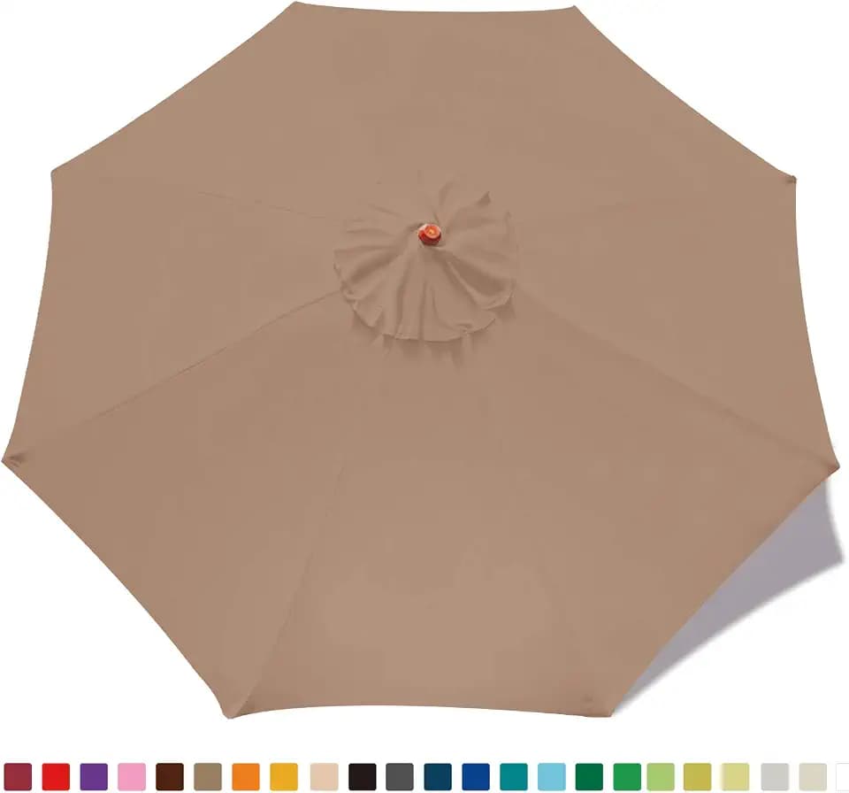 MasterCanopy 230 cm Ersatzbezug Bespannung Baldachin für 8-Rippen Sonnenschirm, Khaki
