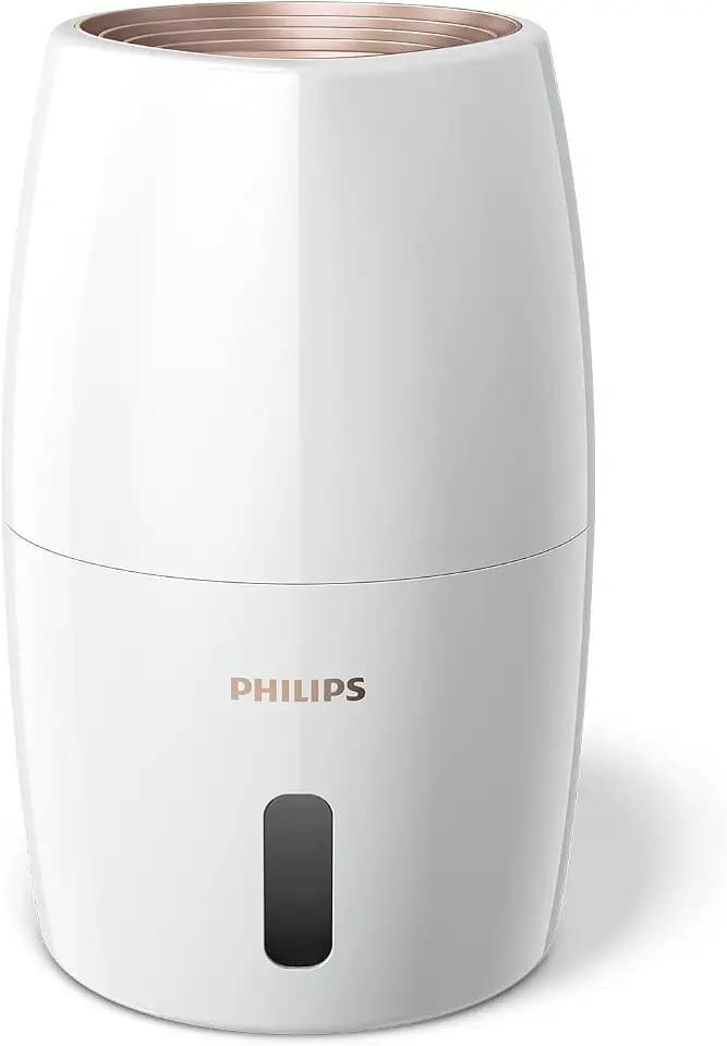 PHILIPS Luftbefeuchter 2000 Serie, hygienische NanoCloud-Befeuchtung, 99,97% weniger Bakterien, 200ml/h, 2L Wassertank, Ultra leise (33dB), Sensor, 3 Stufen, Auto&Schlafmodus, Timer, Weiß (HU2716/10)