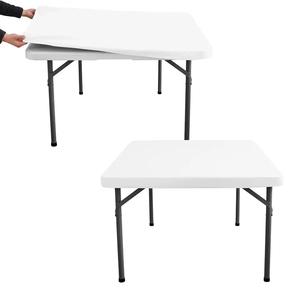 Square Fitted Table Covers with Elastic, 2 Pack Card Tablecloth