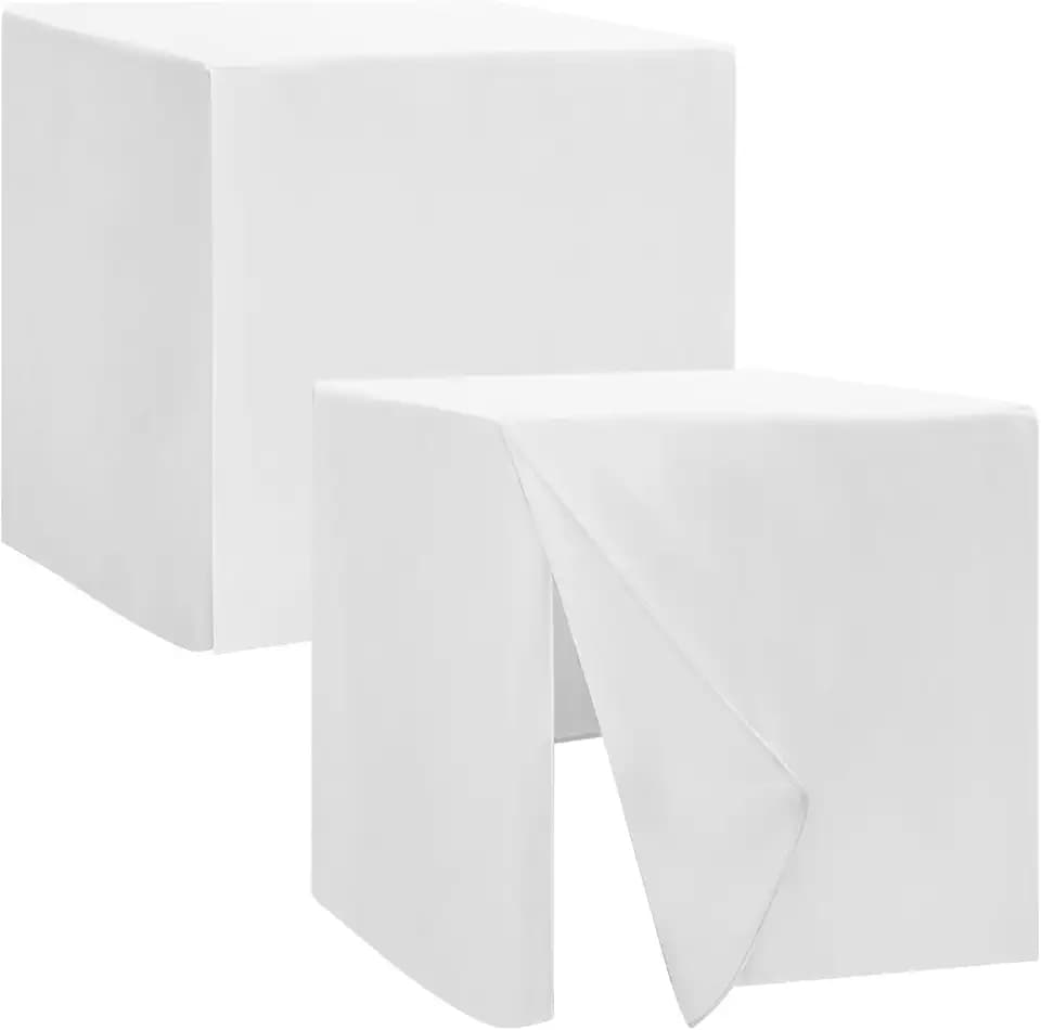 Fitted White Tablecloths for Square Card Table 2 Pcs 34X34 Inch