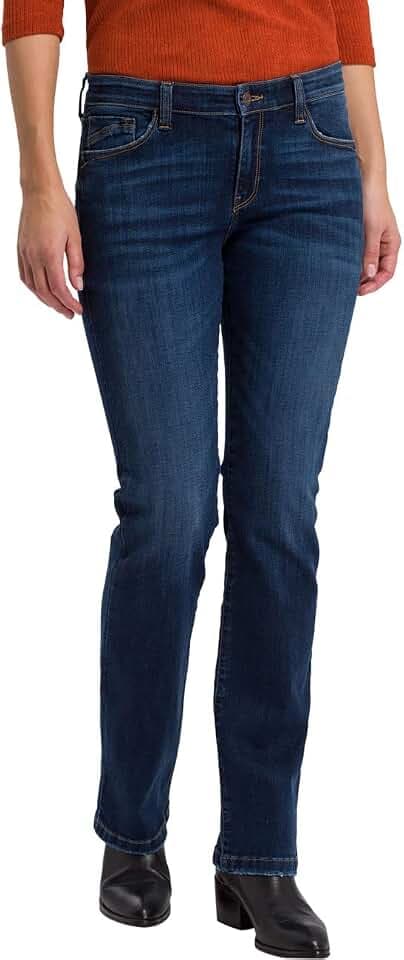 Cross Jeans Damen Jeans Lauren - Bootcut - Blau - Medium Blue Denim W25-W34