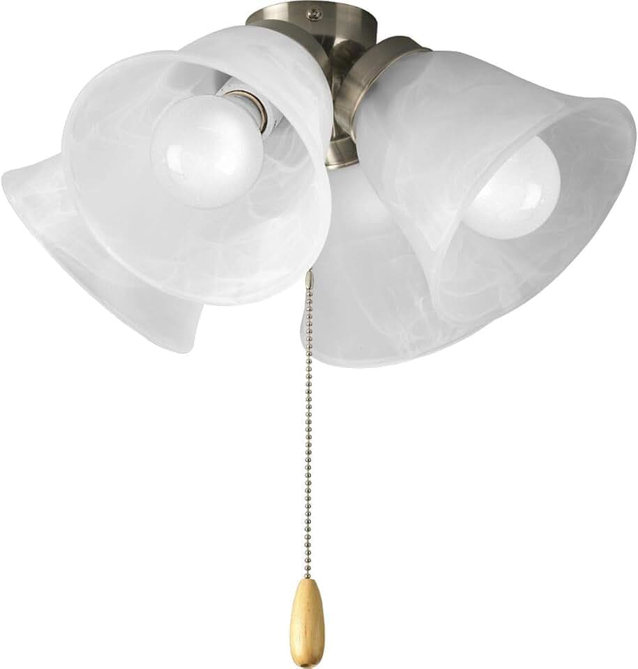 Progress Lighting AirPro 4-Light Ceiling Fan Light Kit, LED, Brushed Nickel