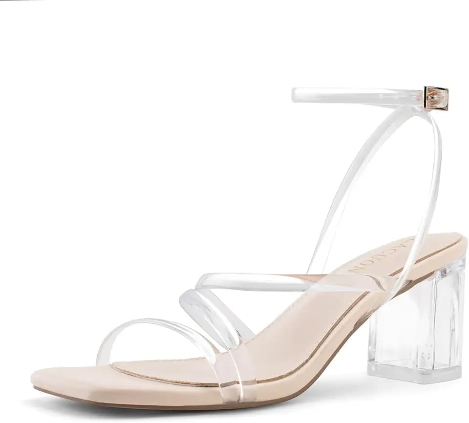 LACUONE Strappy Heels Women Square Toe Sandals