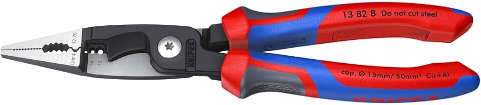 KNIPEX 13 82 8, 6 in 1 Electrical Installation Pliers with Comfort Grip Handles