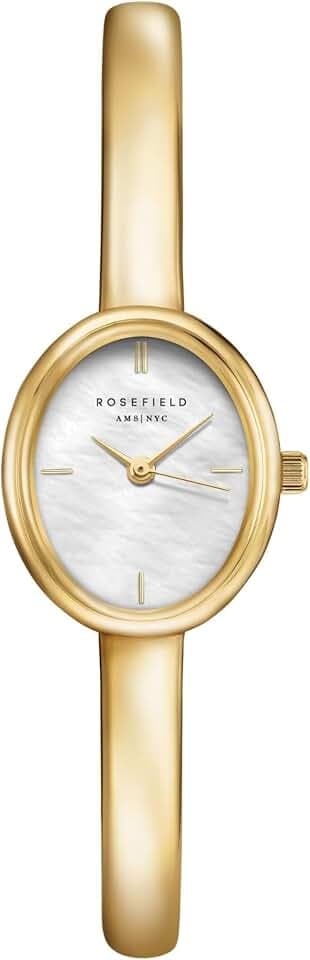 Rosefield Bangle Damen-Armbanduhr Weißes Perlmutt Zifferblatt 23K Vergoldetes Stahlarmband 19.5x23.5 mm