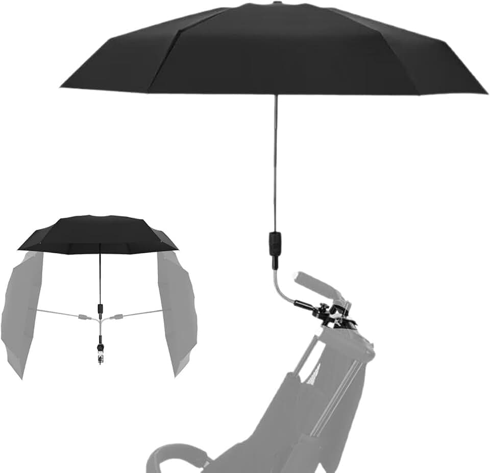 sonnenschirm kinderwagen uv schutz, kinderwagen sonnenschirm 360° Flexibler Sonnenschutz sonnenschutz buggy, 95 cm Durchmesser, Schützt effektiv vor Sonnenlicht und Regen, Schwarz