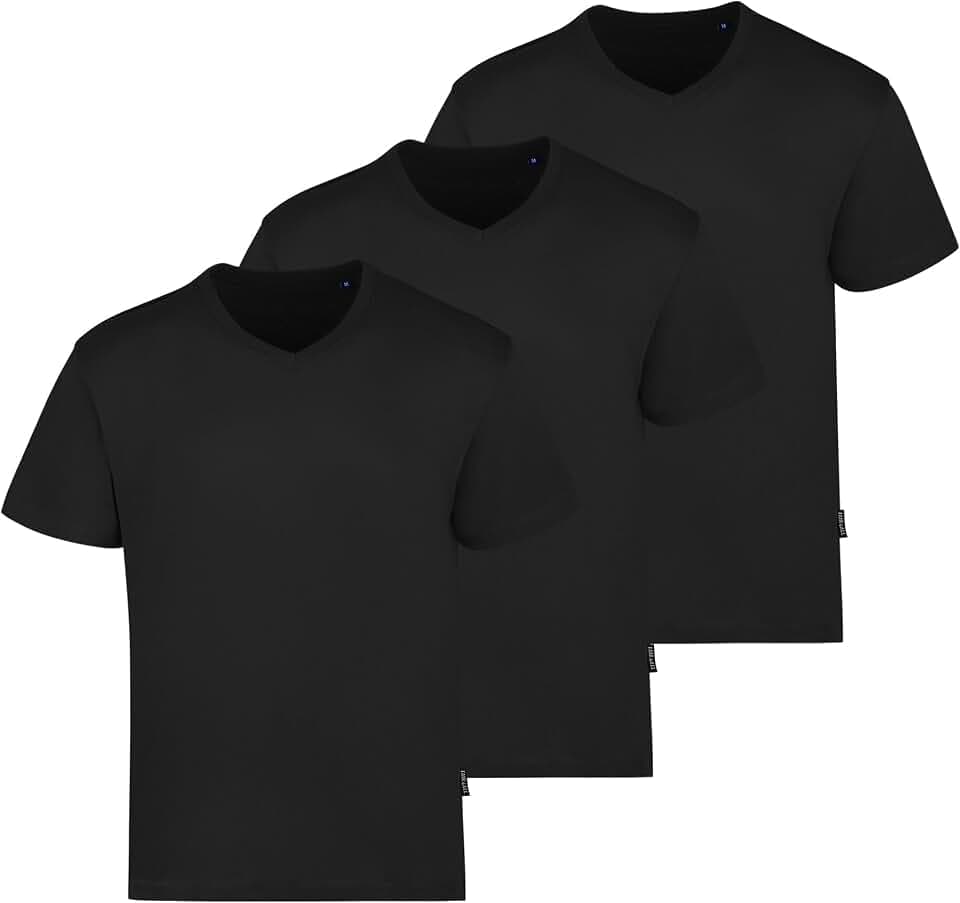HRM Herren Luxury V-Neck Tee I Premium T-Shirt Herren V-Ausschnitt aus 100% Bio-Baumwolle I Basic T-Shirt bis 60°C waschbar I Hochwertige & nachhaltige Herren-Bekleidung