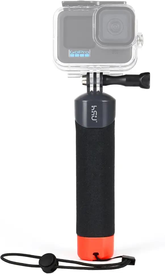 HSU Wasserdichter Schwimmender Griff für GoPro Osmo Action Insta 360 Kamera | Selfie-Stick Handgriff Zubehör für Wassersport, Floating Hand Grip für GoPro Hero 13/12/11/10/9, Osmo Action 6/5 Pro/4/3