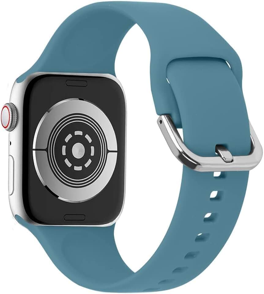 Kompatibel mit Apple Watch Band 44mm für Damen/Herren, Weiche Silikon Band Ersatz Armband für Apple Watch Series 8/7/iWatch Series 8 7 6 5 4 3 2 1 SE, Black2