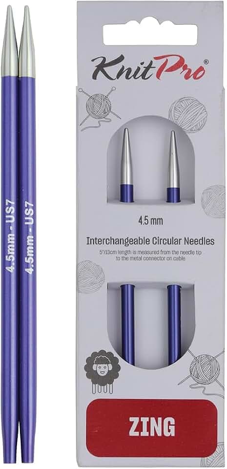 KnitPro Zing Austauschbare Rundnadeln 5" (13cm) | 4.5mm