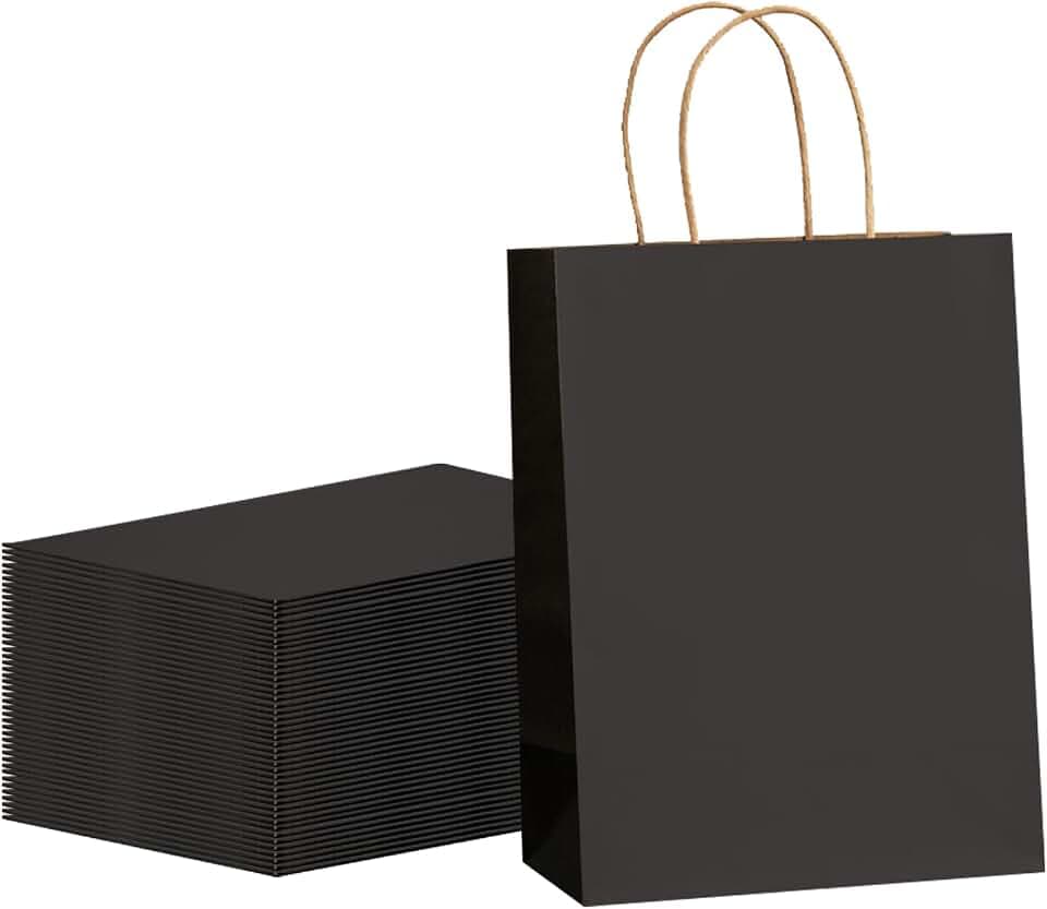 METAPRINT 100Pcs Paper Gift Bags with Handles, 8x4.5x10.8 Inch, Blue