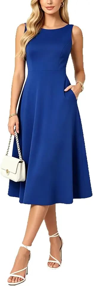 Belle Poque Womens Vintage Boat Neck Sleeveless Cocktail Dress