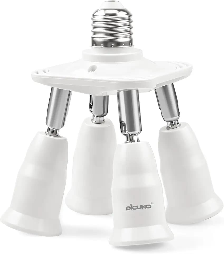 DiCUNO 4 in 1 E26 Light Socket Splitter, 360° Adjustable and 180° Bendable