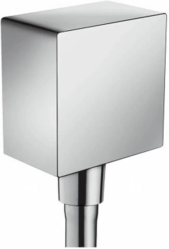 hansgrohe FixFit - eckiger Wandanschluss mit Rückflussverhinderer, Schlauchanschluss Dusche, Wandanschlussbogen, Chrom, 1.00