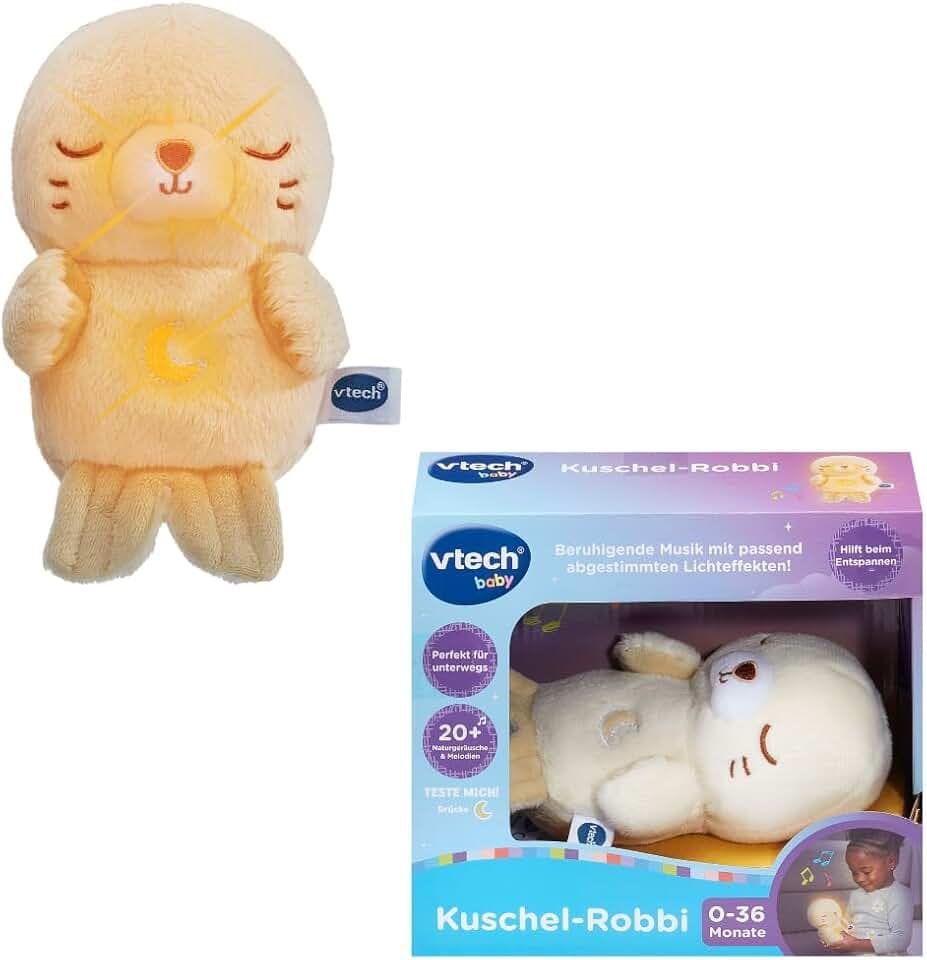 VTech Kuschel-Robbi – Kuscheltier mit Licht, Melodien & Naturgeräuschen