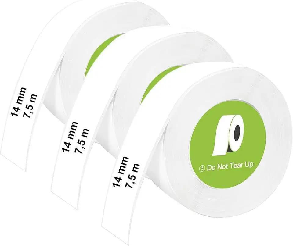 Olympia Etikettenrolle Weiß, 3er-Pack | Etiketten für Etikettendrucker | Etikettenband 14x40mm | Label für P22 Drucker | Labeldrucker Etiketten | Unbeschichtet | 180 Stück pro Rolle