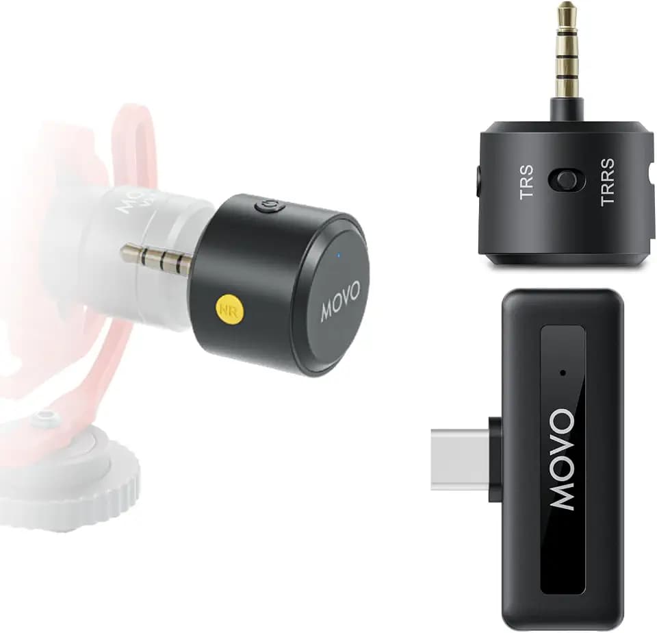 Movo WM-VXR10 Wireless Shotgun Mic Adapter for USB-C/iPhone 15 and up/Android Devices - Compatible VXR10, VXR10-PRO, and Rode VideoMicro