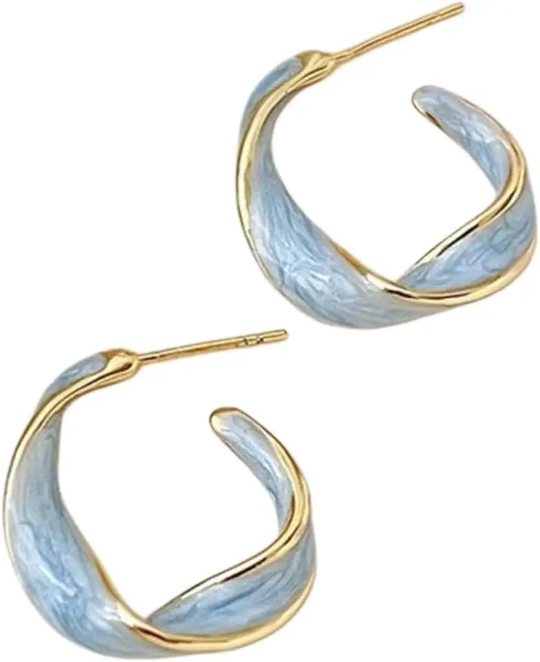 Enamel Twisted Hoop Earring Vintage Spiral Candy Color Earrings Minimalist Round Earrings