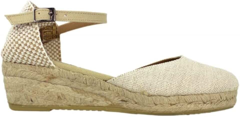 Espadrilles mit niedrigem Keilabsatz mit Schnallenverschluss (handgefertigt in Spanien)