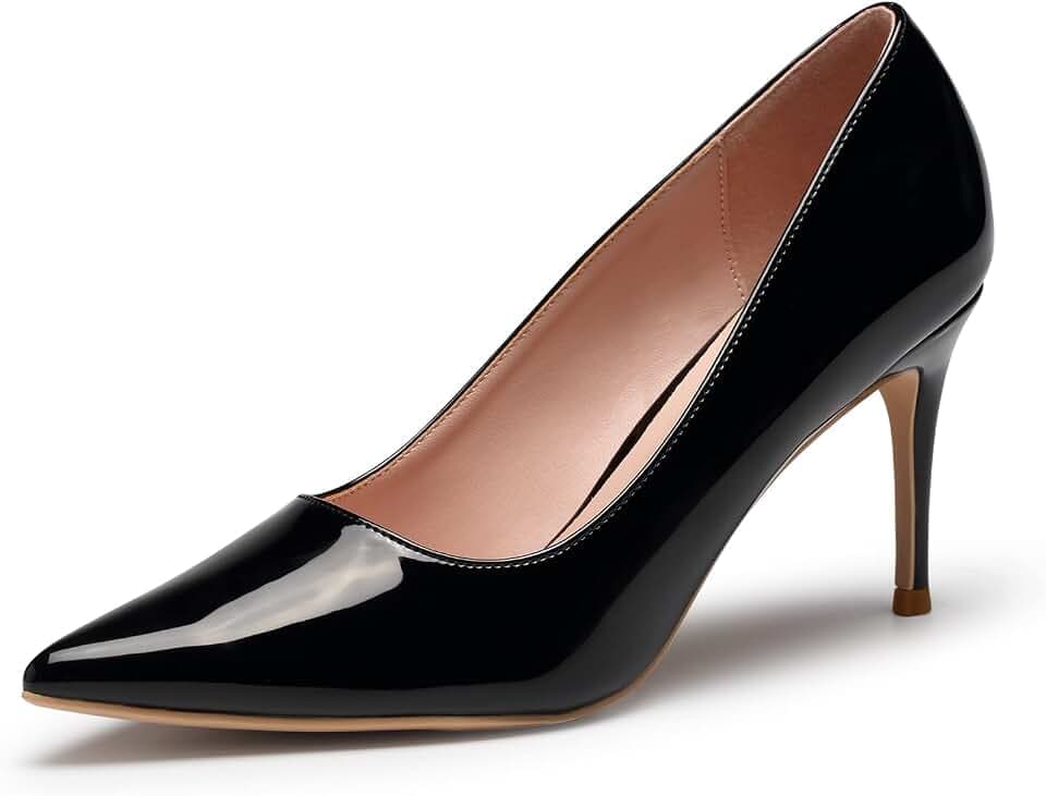 GENSHUO Damen Stiletto High Heels Sexy Spitze Zehen Stiletto Lack Pumps 8 cm/ 3,15 Zoll Klassische Geschlossene Absatzschuhe mit Pfennigabsatz Party Hochzeit Stöckelschuhe für Frauen