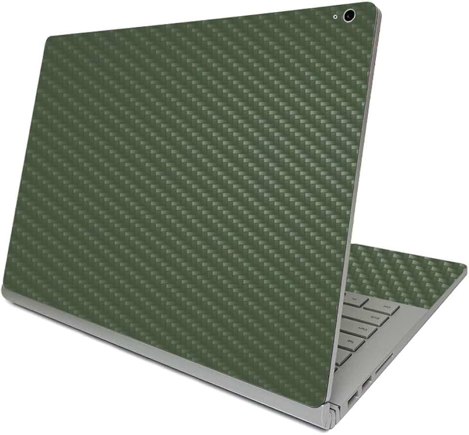 MightySkins Carbon Fiber Skin Compatible with Surface Book 3 13.5" (2020) - Solid Olive | Protective, Durable Textured Carbon Fiber Finish | Easy to Apply, Remove, and Change Styles | Made in The USA