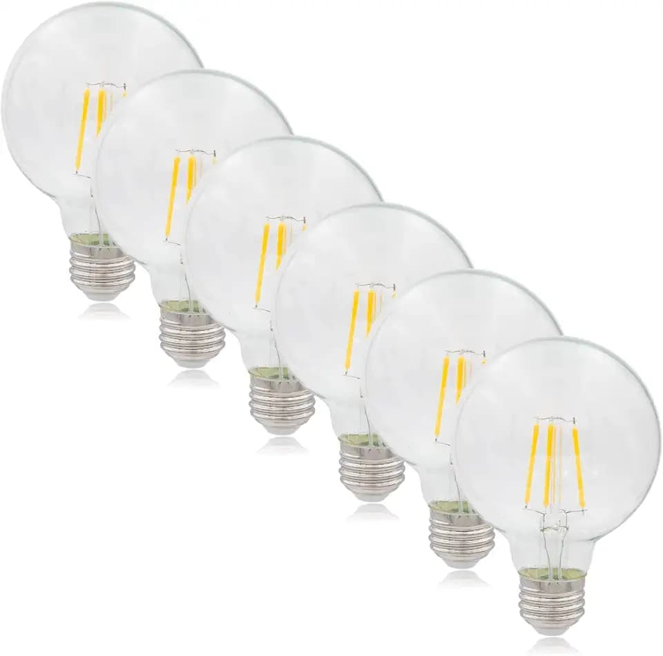 Maxxima G25 LED Light Bulb Globe Filament Bulb, 500 Lumens 2700K, 6 Pack