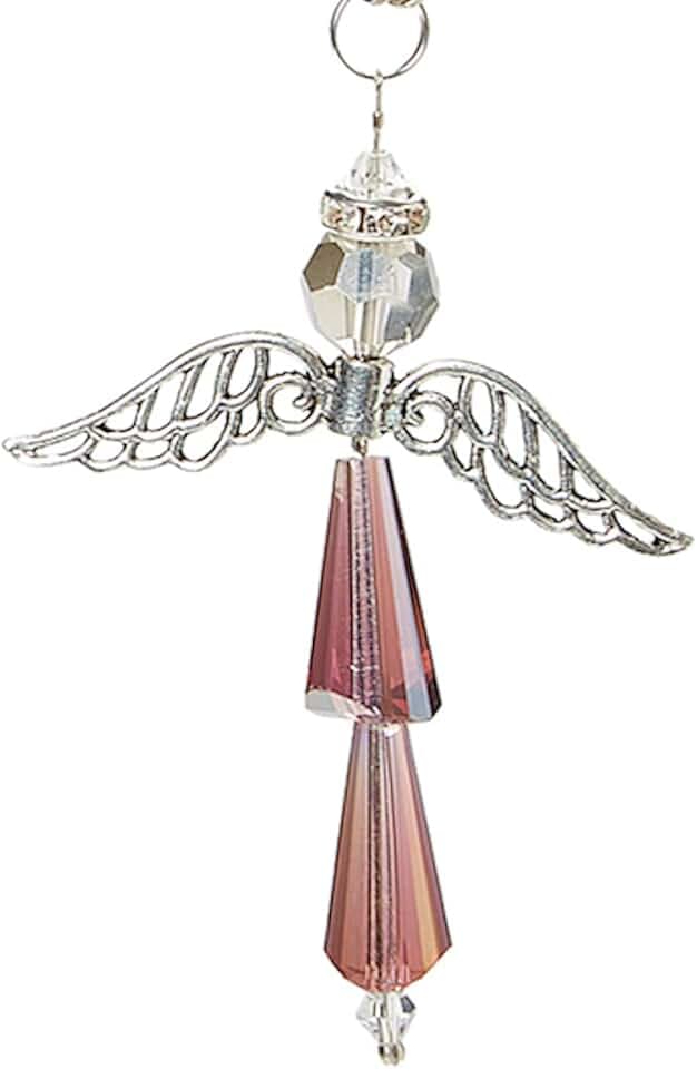 Guardian Angel Charms - Crystal Angel Charm for Protection, Happiness, Faith, Love - Crystal Car Hanging Ornament - Ideal Gift - Light Amethyst