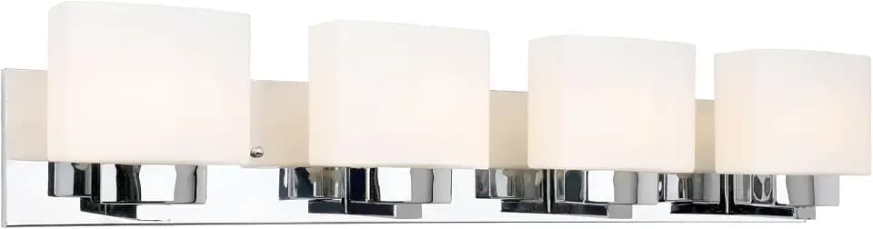 Design House Dove Creek Bathroom Light Fixtures - Traditional 4-Light Vanity Lights for Bathroom - Dimmable Vanity Lights with Frosted Glass – Polished Chrome, 589671