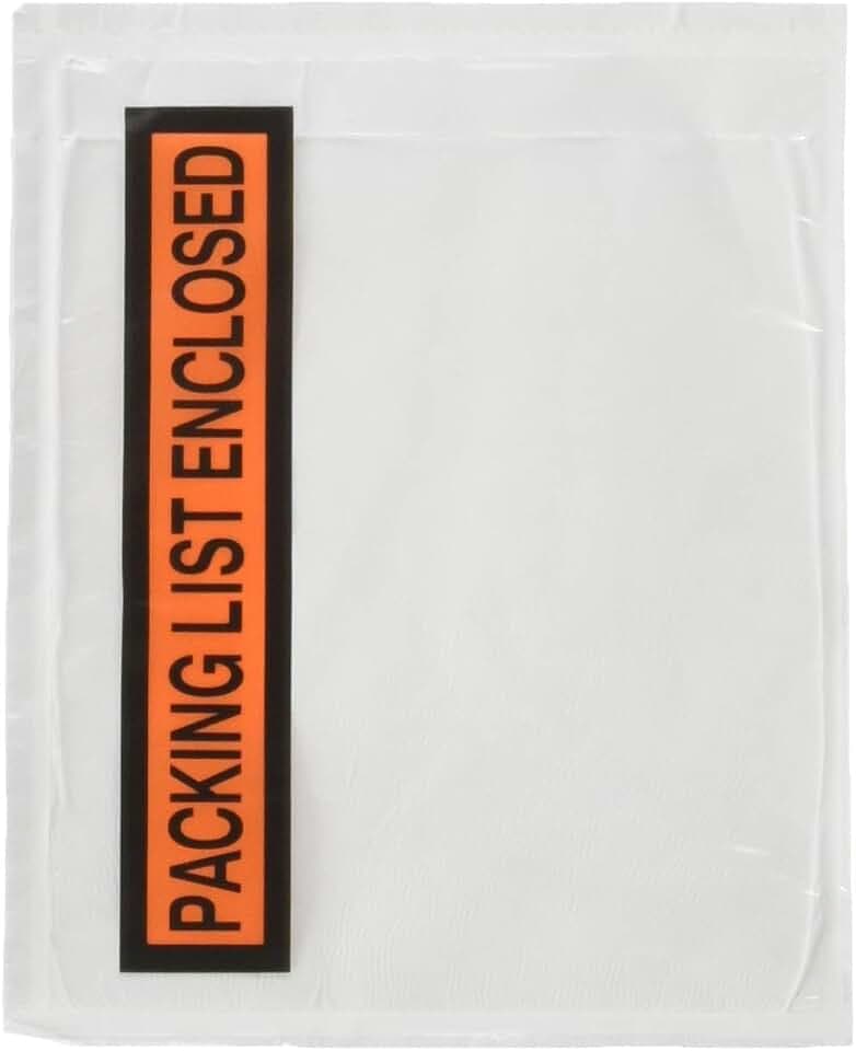 1000 Pieces 4.5x5.5 Clear with Packing List Enclosed Printing Pouch Envelope Bag for Invoice Packing Slip
