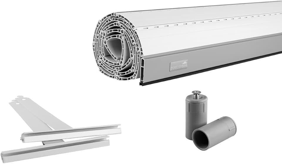 Schellenberg 20090 Rolladenpanzer Set PVC Mini für 40 mm Stahlrohrwellen – 100 x 120 cm weiß, in der Breite kürzbar, inkl. Rolladen Aufhängungen, Alu-Endleiste, Anschlagstopfen