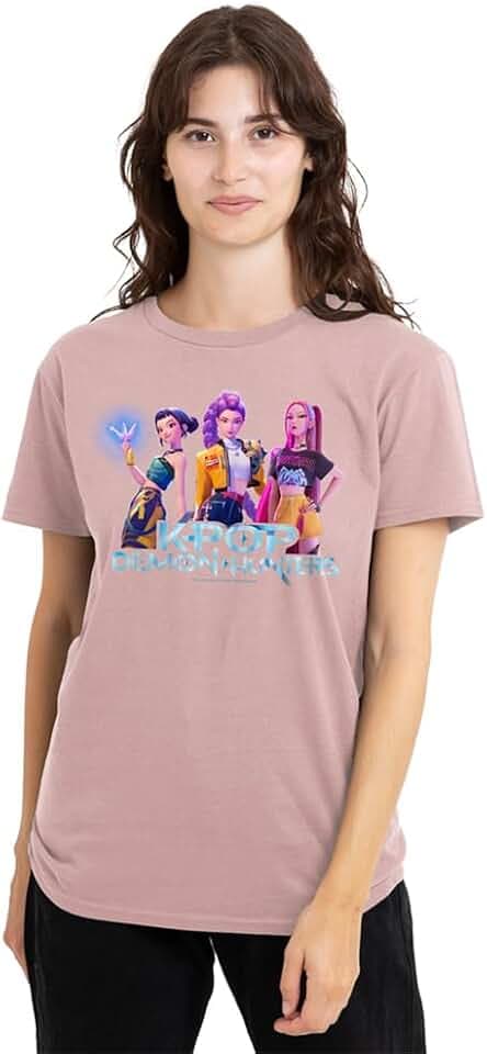 KPop Demon Hunters Damen Kpop Demon Hunters Huntrix Kpop Group Ladies T Shirt, Pink T-Shirt (1er Pack)