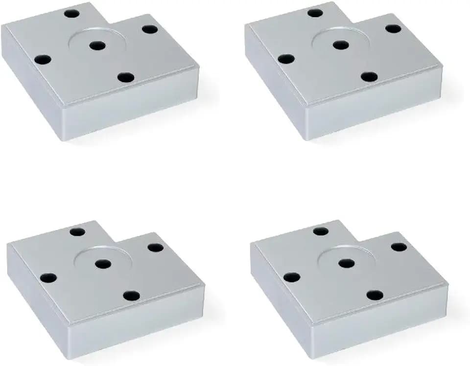 Emuca 2023025 Möbelbeine, Möbelfüße aus Metallic Kunststoff, Set aus 4 Füßen höhe 15mm, Metalic-Grau