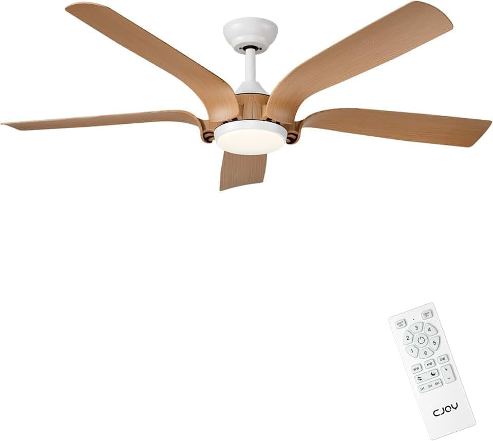 CJOY Groß Deckenventilator mit Beleuchtung Holz 142CM
