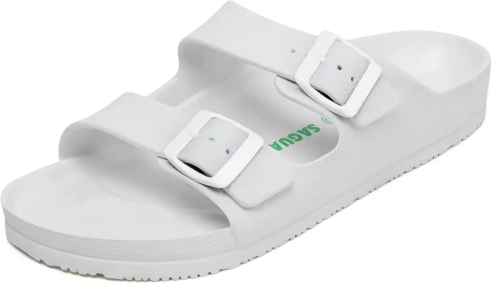 SAGUARO Men's Women's Comfort Double Buckle Sandals Lightweight Adjustable EVA Sandals with Rubble Sole