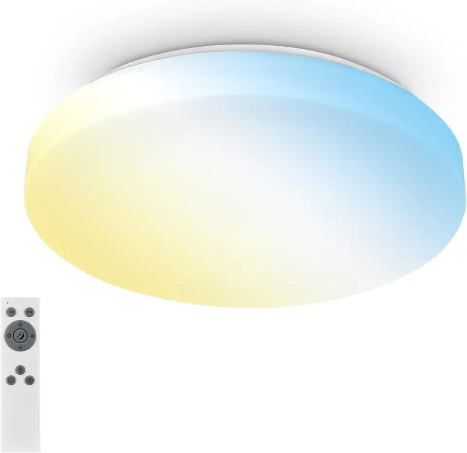 BRILONER - LED Deckenlampe mit Fernbedienung, warmweiß bis kaltweiß, dimmbar, LED Lampe, Deckenleuchte, Wohnzimmerlampe, Küchenlampe, Deckenbeleuchtung, 39 x 6,5 cm, Weiß