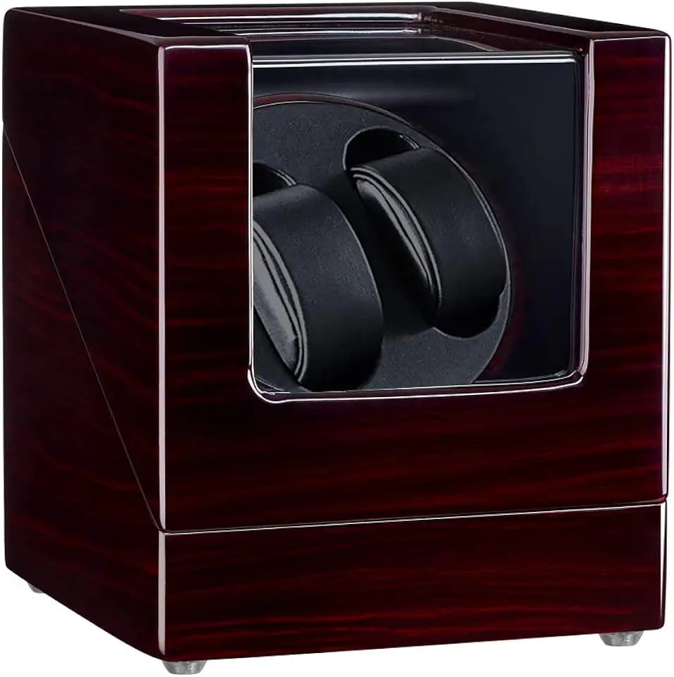 JQUEEN Double Watch Winder with Quiet Japanese Mabuchi Motor (A-Ebony(BK))