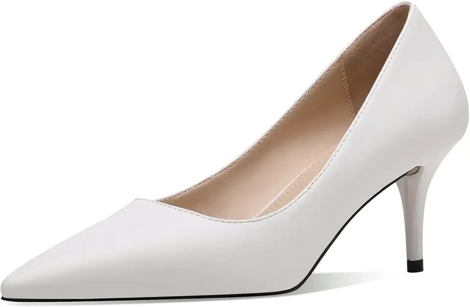 CosyFever Women’s Pointed Toe Mid Heel Dress Pumps
