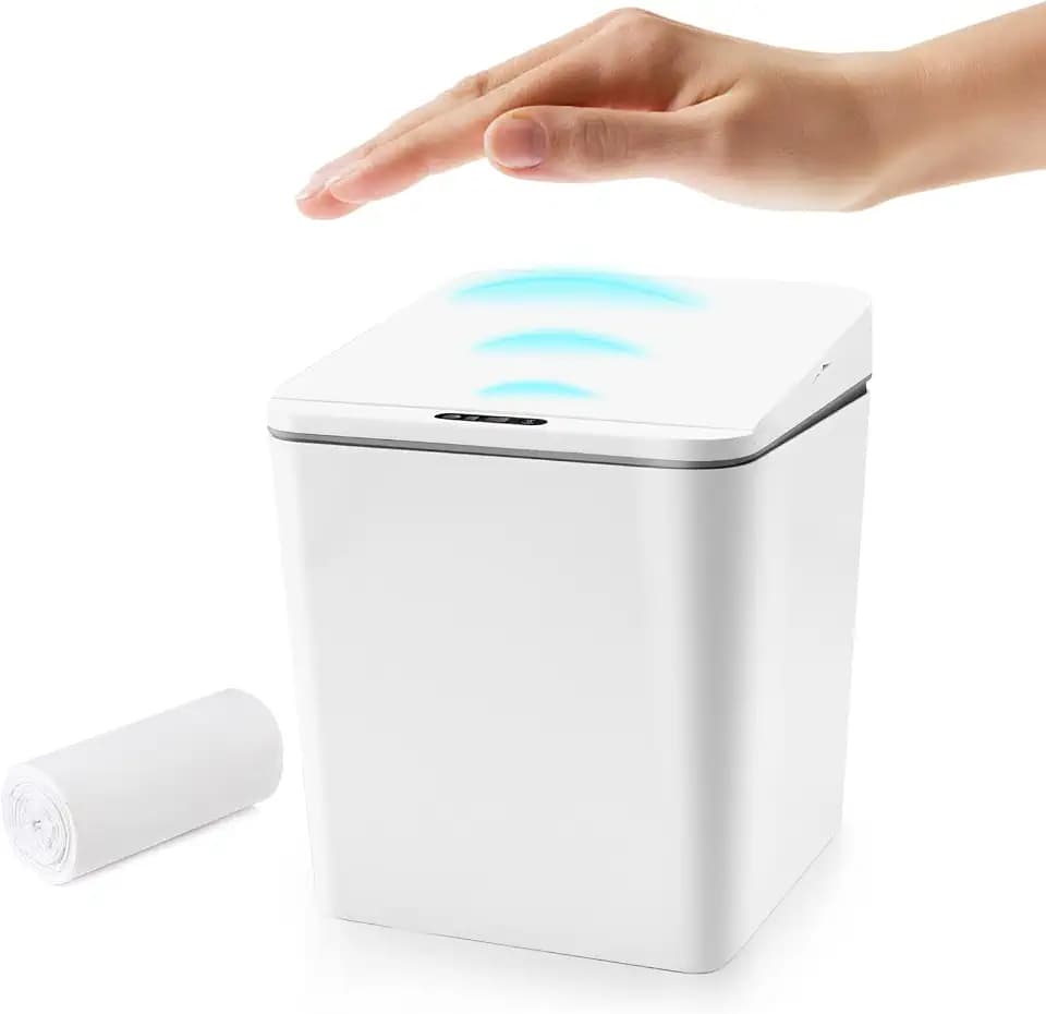 6 Liter / 1,5 Gallon Automatische Erkennung Desktop Abfalleimer Box Form Mini Mülleimer mit Deckel für Zuhause, Büro und mehr (batteriebetrieben)