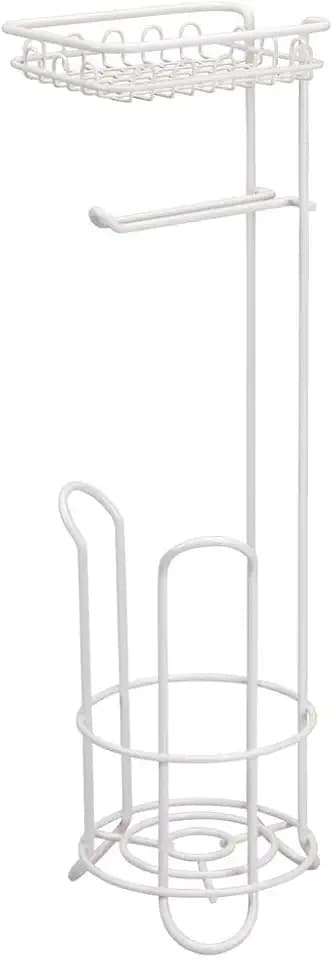 InterDesign Classico freistehend Toilettenpapier Halter für Badezimmer mit Ablage – Bronze Modern matt weiß