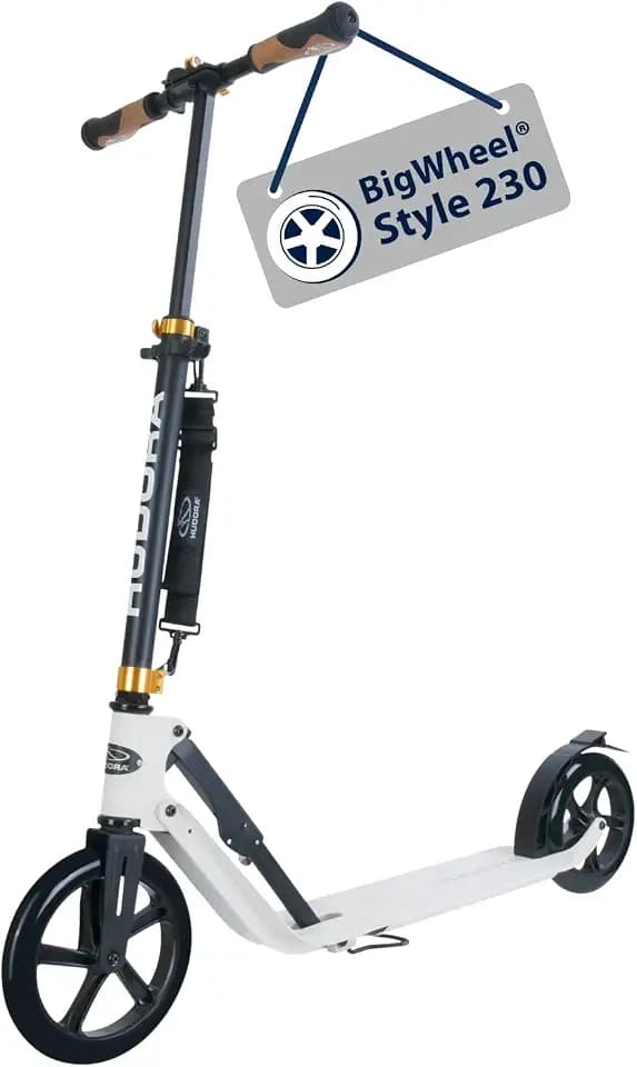 HUDORA BigWheel Style 230 Scooter - Stabiler Aluminium-Roller mit großer Trittfläche - Höhenverstellbarer & zusammenklappbarer Cityroller für bis zu 120kg - Tretroller für Jugendliche & Erwachsene