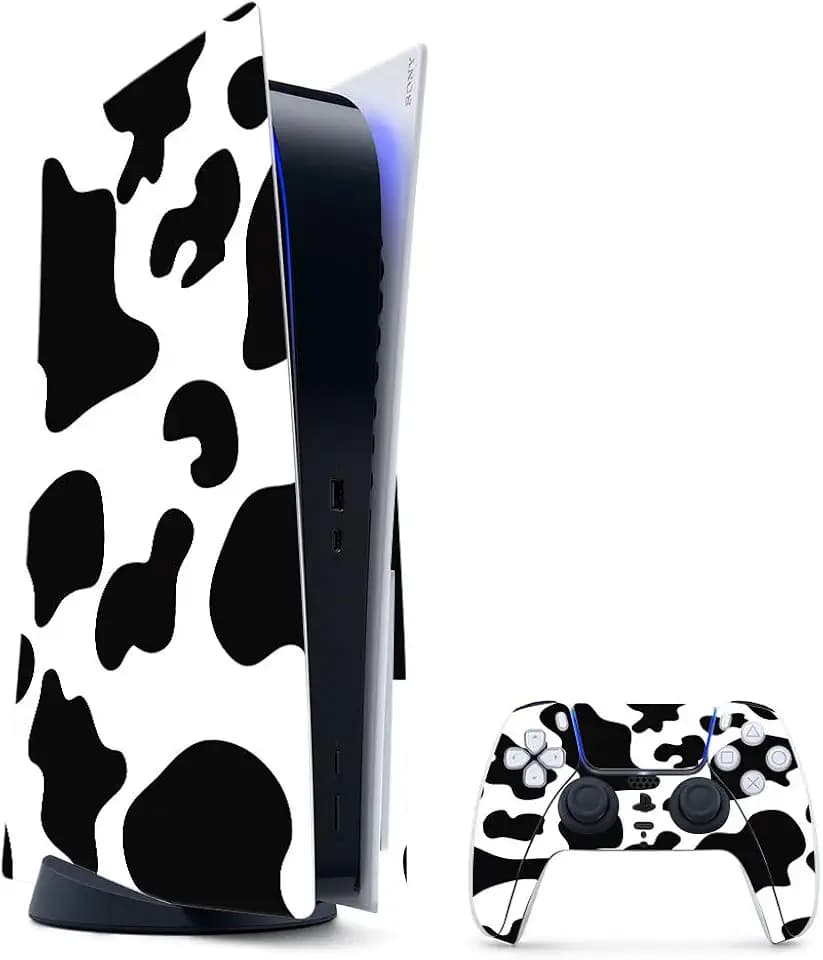 MightySkins Gaming Skin for PS5 / PlayStation 5 Bundle - Cow Print | Protective Viny wrap | Easy to Apply and Change Style | Made in The USA