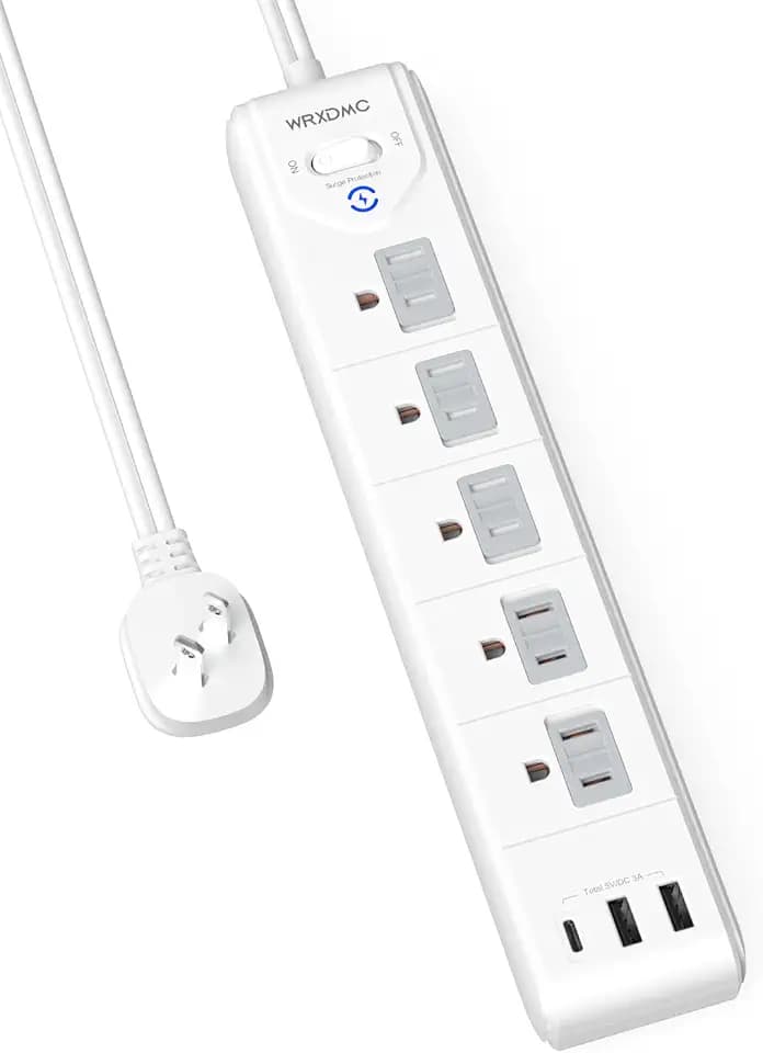 2 Prong Power Strip, WRXDMC 2 Prong to 3 Prong Outlet Adapter with 5ft Cord