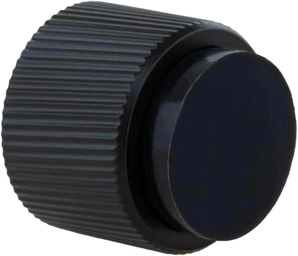 EVI Herrajes | Designer Wandtürstopper, Lineare Rändelung, | Ø28 x 28 mm | Schwarz Lackierter Stahl, Klebe- und Schraubmontage | I-198MOLNG