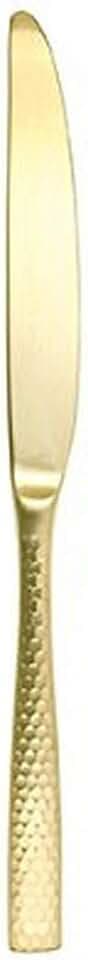 Fortessa Lucca Faceted 18/10 Stainless Steel Flatware, Solid Handle Table Knife, 9.9", Set of 12, Brushed Gold