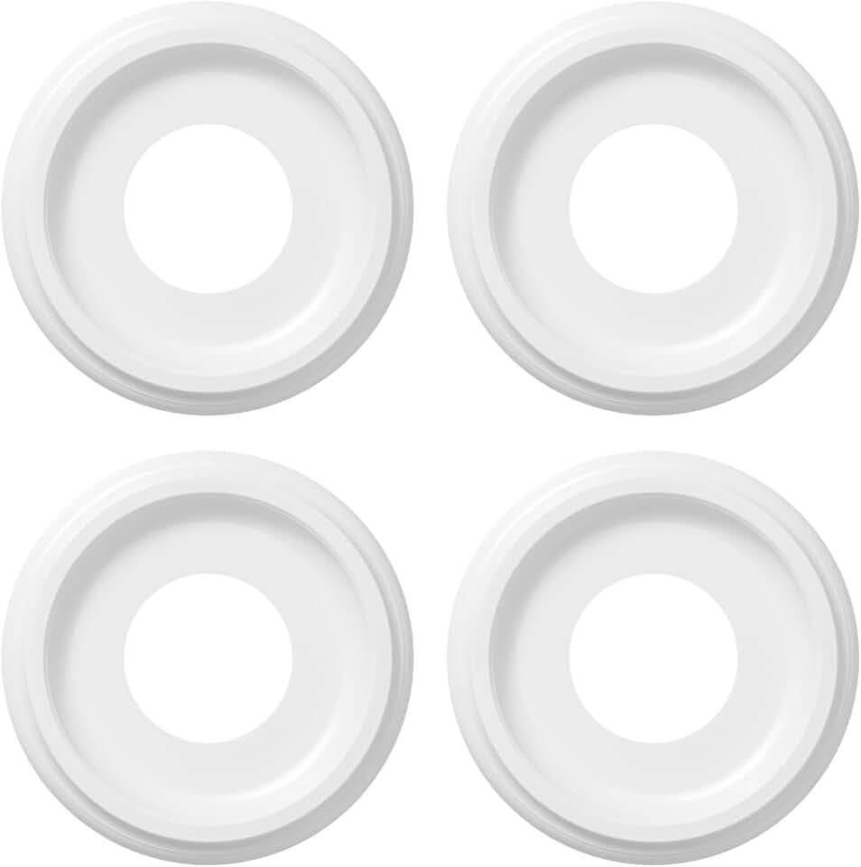 4 Pack White Molded Nylon Ceiling Medallion for Light Fixtures and Ceiling Fans 10"OD x 4"ID x 1"P (Fits Canopies up to7-1/4")
